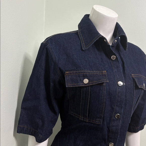 Petal & Pup Rev Mini Short Sleeve Button Denim Dress Size Small NEW - Picture 7 of 15